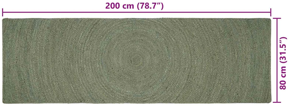 Zoninės kiliminės dangos Alyvuogių žalia 80 x 200 cm Džiutas