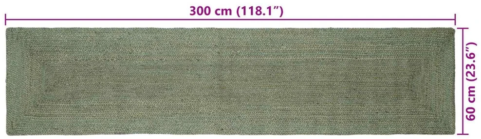Kilimas Alyvuogių žalia 60 x 300 cm Džiutas
