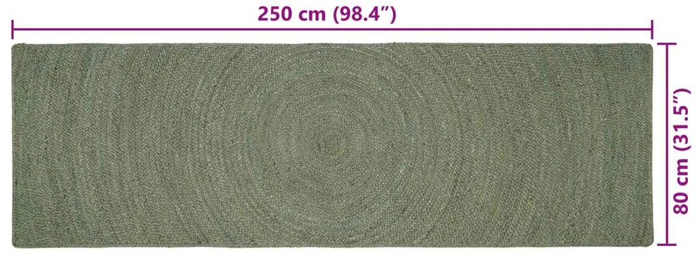 Zoninės kiliminės dangos Alyvuogių žalia 80 x 250 cm Džiutas