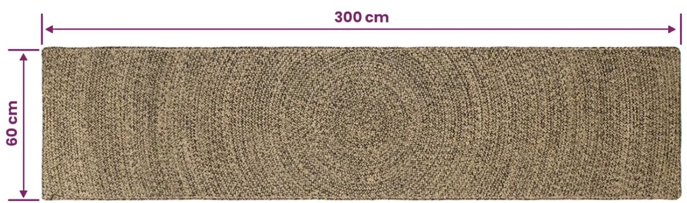 Kilimas Natūrali ir juoda 60 x 300 cm Džiutas