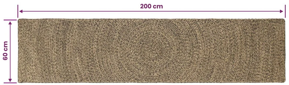 Kilimas Natūrali ir juoda 60 x 200 cm Džiutas
