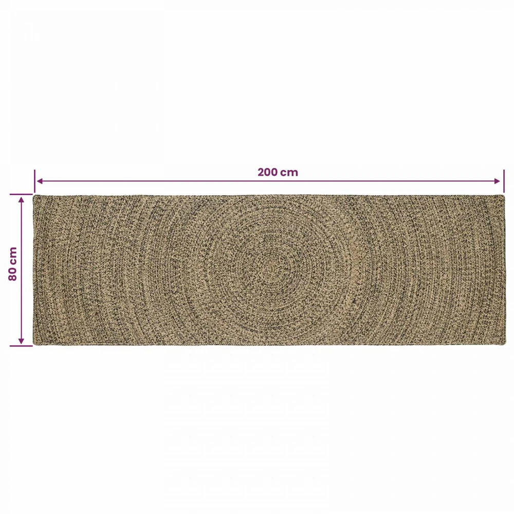 Kilimas Natūrali ir juoda 80 x 200 cm Džiutas