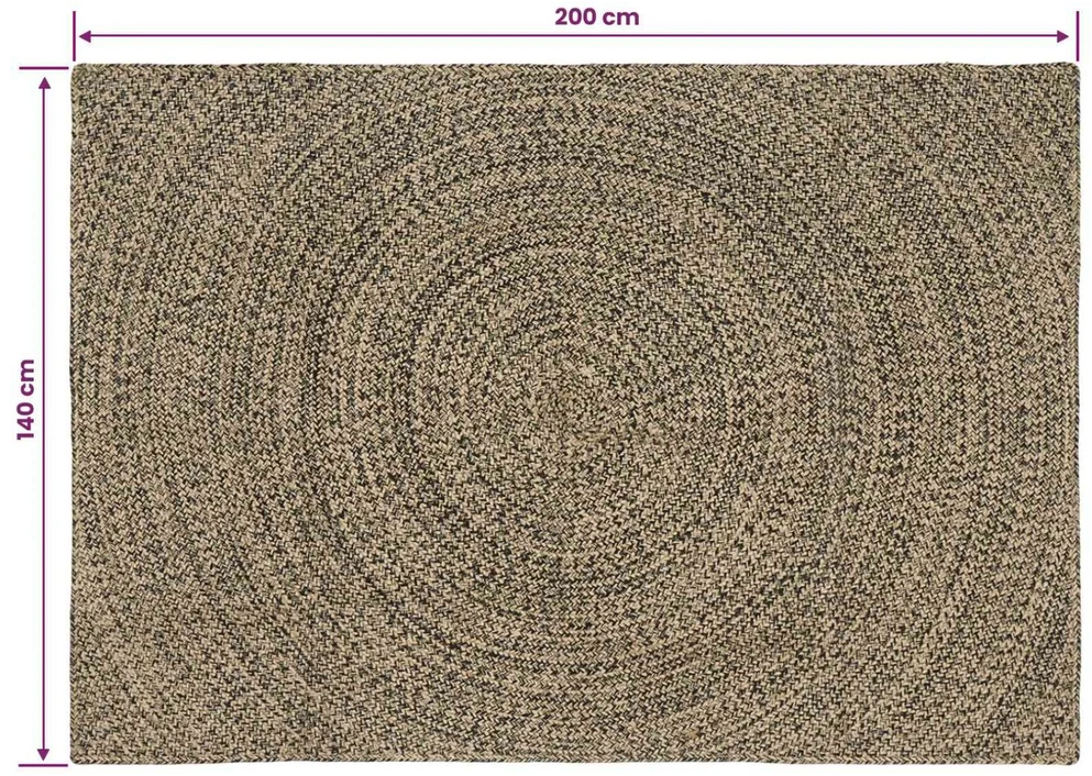 Kilimas Natūrali ir juoda 140 x 200 cm Džiutas