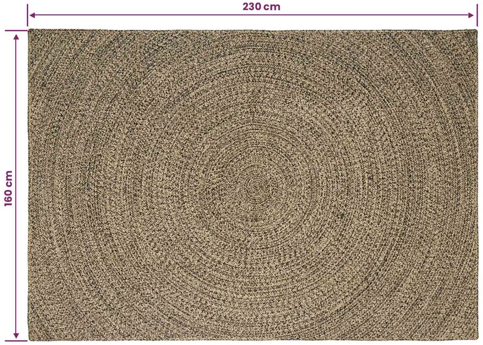 Kilimas Natūrali ir juoda 160 x 230 cm Džiutas