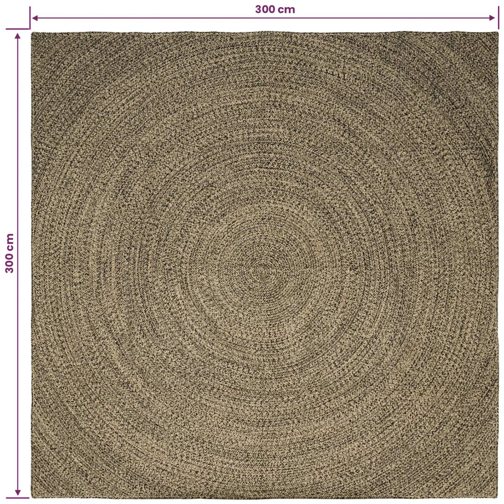 Kilimas Natūrali ir juoda 300 x 300 cm Džiutas