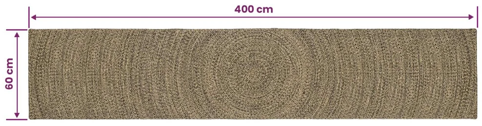 Kilimas Natūrali ir juoda 60 x 400 cm Džiutas