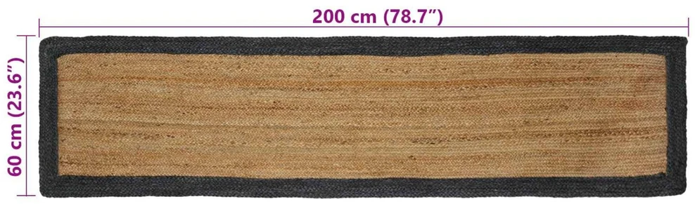 Kilimas Tamsiai pilka 60 x 200 cm Džiutas