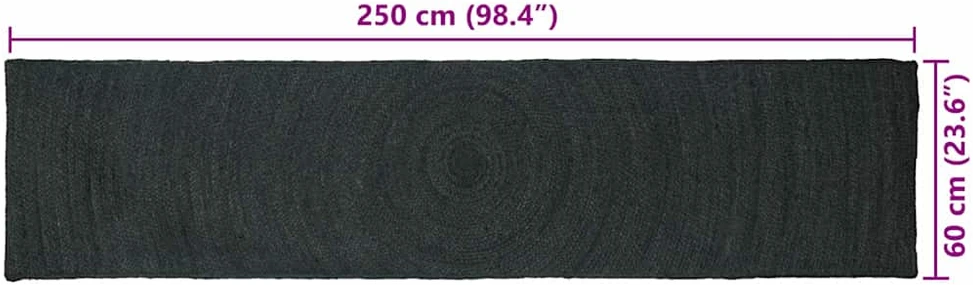 Zoninės kiliminės dangos Tamsiai pilka 60 x 250 cm Džiutas