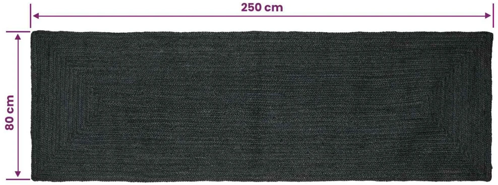 Kilimas Tamsiai pilka 80 x 250 cm Džiutas