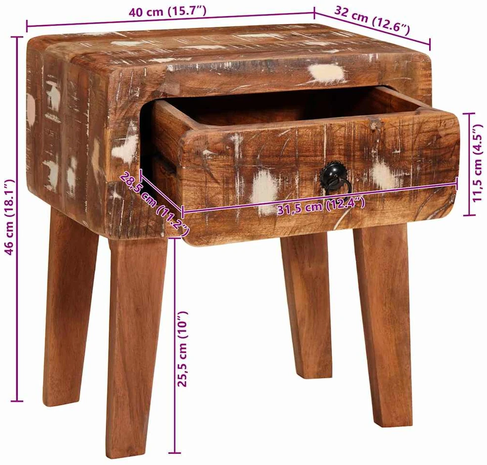 Žurnalinis staliukas Ruda 40 x 32 x 46 cm Kietas atkurtas medis