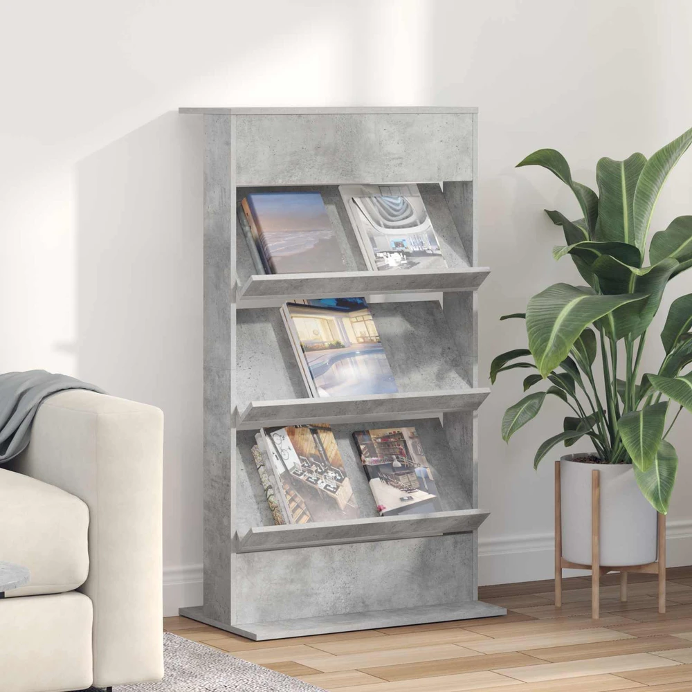 Žurnalų stovas Betono pilka 70 x 41 x 126 cm Apdirbta mediena