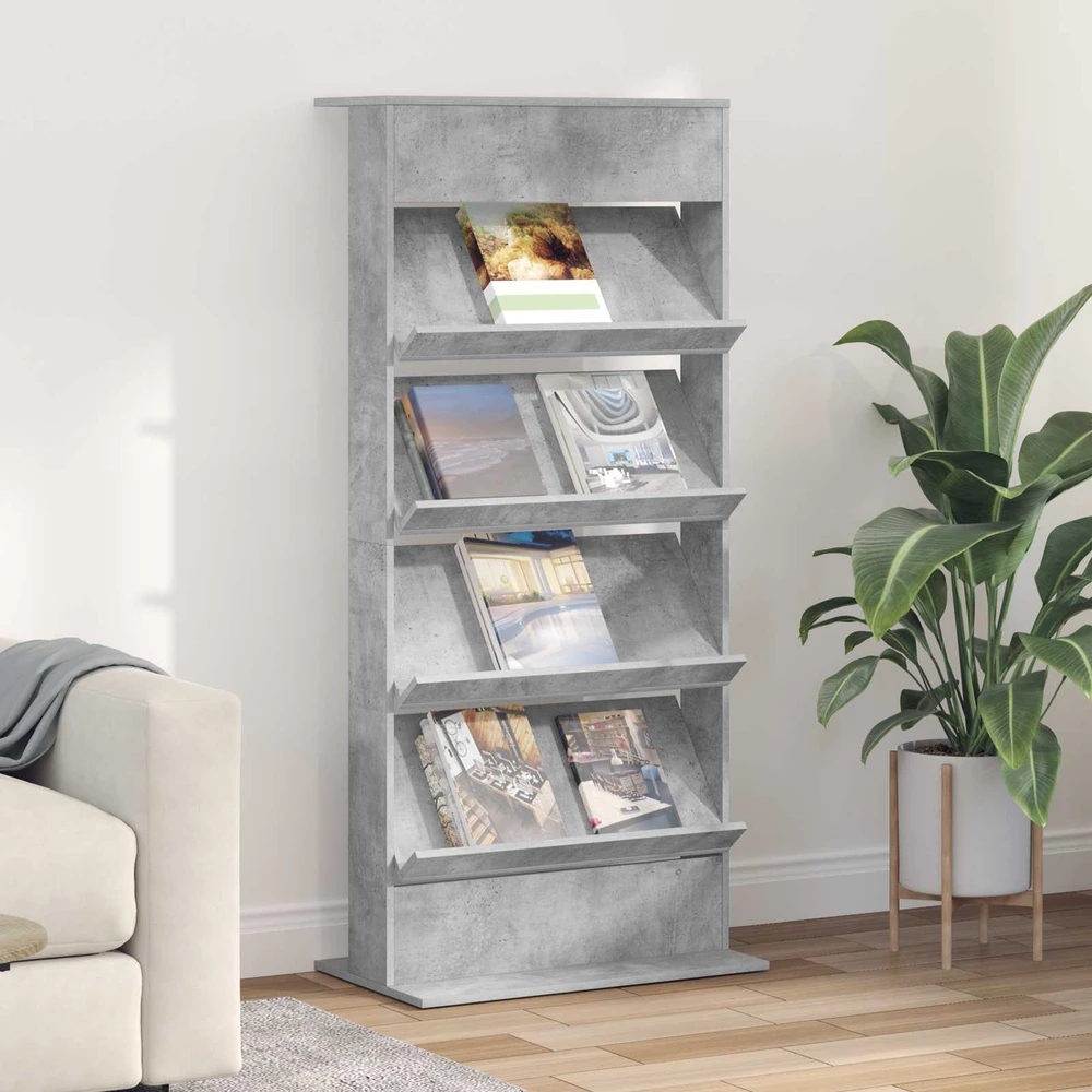 Žurnalų stovas Betono pilka 70 x 41 x 156 cm Apdirbta mediena