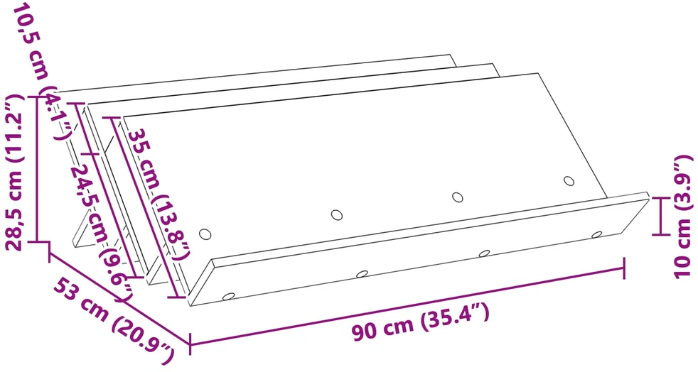 Žurnalų stovas Betono pilka 90 x 53 x 28,5 cm Apdirbta mediena