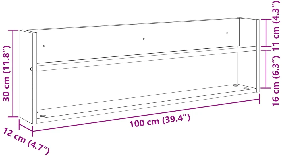 Žurnalų stovas Rūkyta ąžuolas 100 x 12 x 30 cm Apdirbta mediena