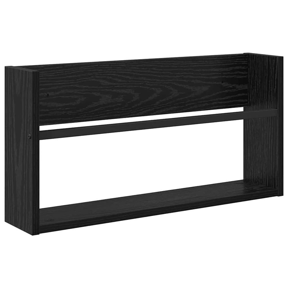 Žurnalų stovas su lentyna 2 vnt. Juodas ąžuolas 60 x 12 x 30 cm
