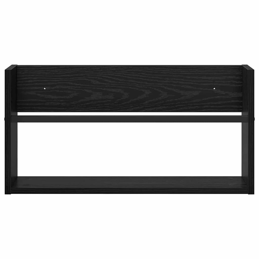 Žurnalų stovas su lentyna 2 vnt. Juodas ąžuolas 60 x 12 x 30 cm