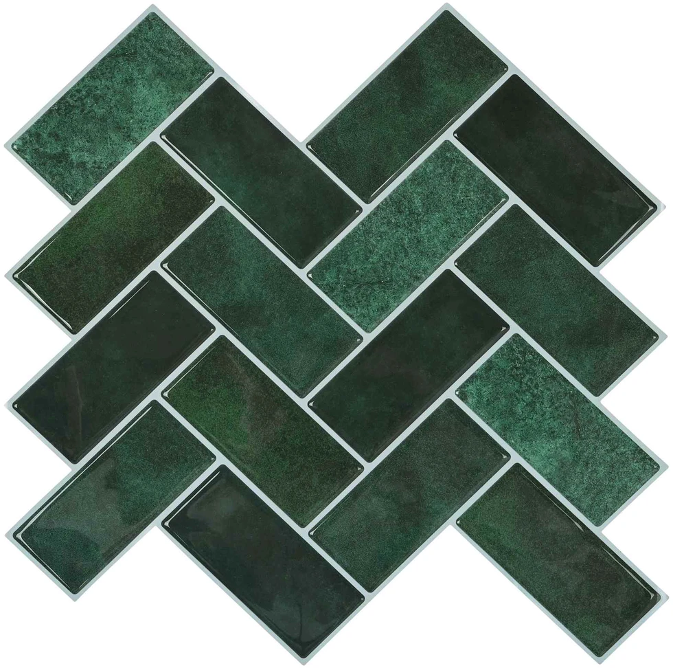 Žuvies kaulo plytelė 10 vnt. Tamsiai žalia 30 x 30 cm