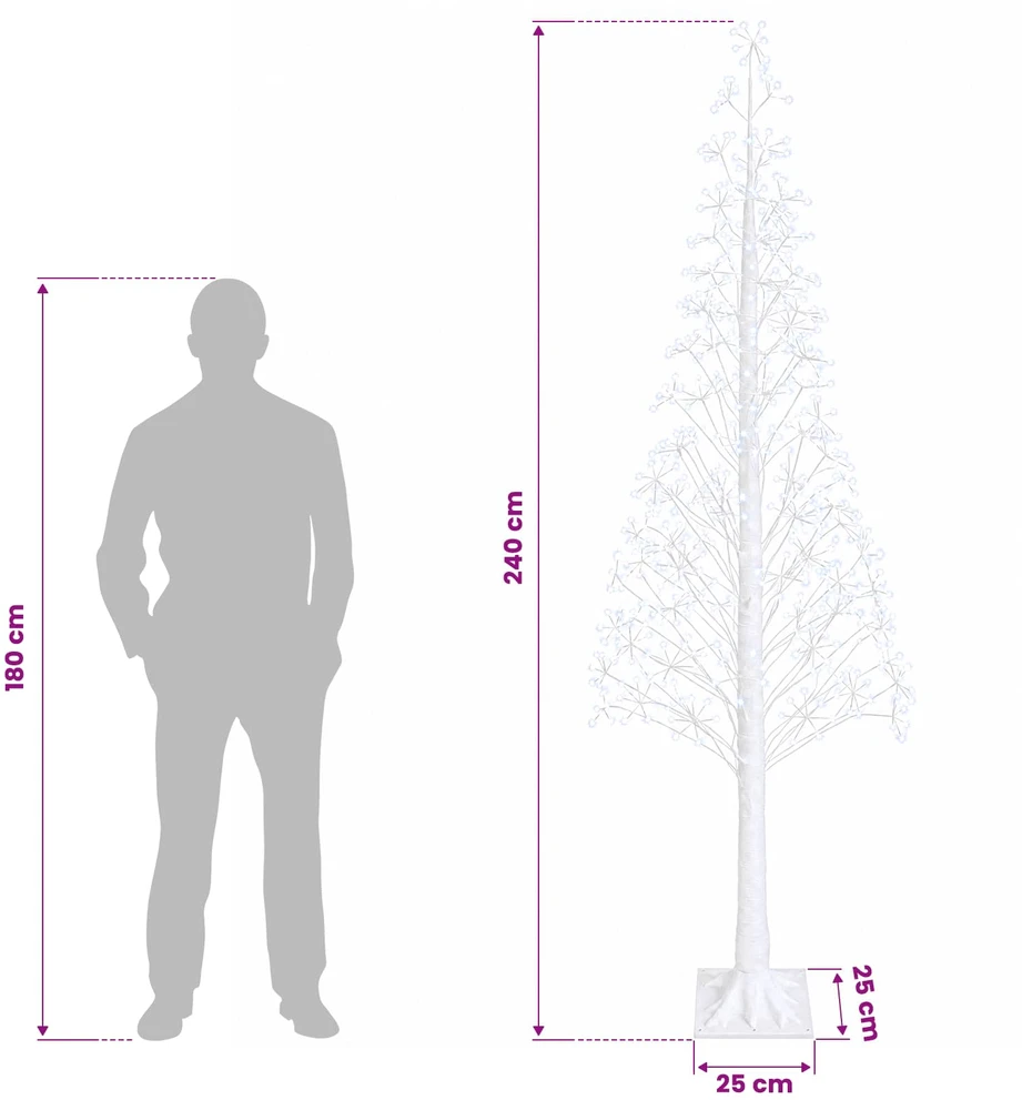 Žvaigždinė Kalėdų eglutė Balta 25 x 25 x 240 cm Plastmasė