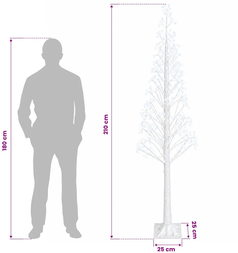 Žvaigždinė Kalėdų eglutė Balta 25 x 25 x 210 cm Plastmasė