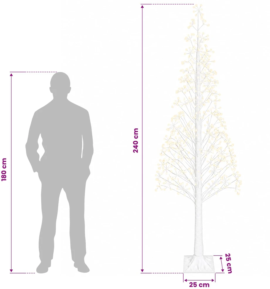 Žvaigždinė Kalėdų eglutė Balta 25 x 25 x 240 cm Plastmasė