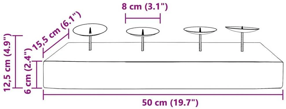 Žvakidė Natūrali 50 x 15 x 10 cm Tikmedžio medienos masyvas