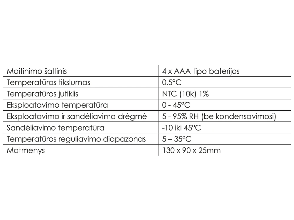 Belaidis virštinkinis patalpos termostatas Konveka TR