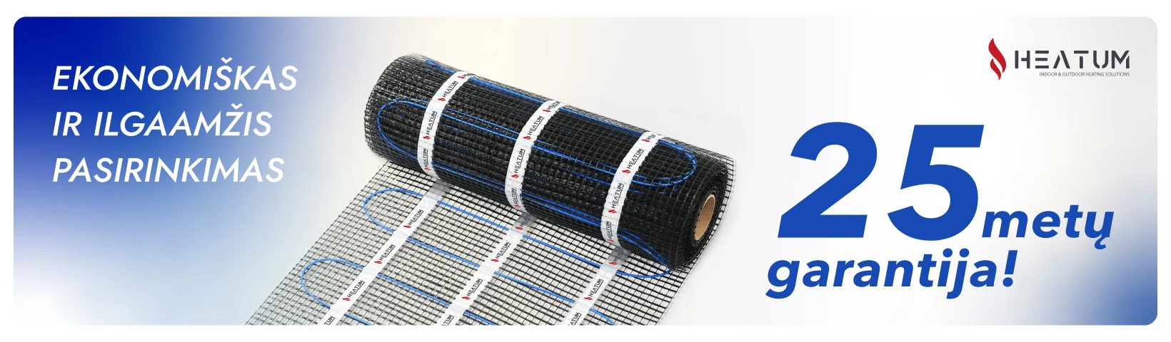 Elektrinis šildomų grindų kilimėlis - tinklelis Heatum 100 W/m² (100-1.5) aprašymas - Prekės nuotrauka