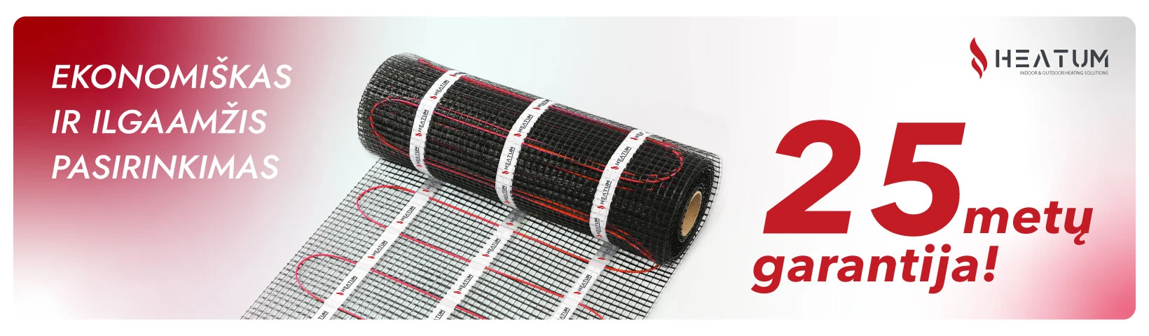 Elektrinis šildomų grindų kilimėlis - tinklelis Heatum 150 W/m² (150 - 8) aprašymas - Prekės nuotrauka
