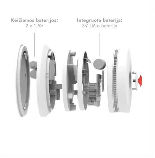 Dūmų detektorius XP-750W su WIFI, integruota 10 metų baterija 3V (2 vnt.)
