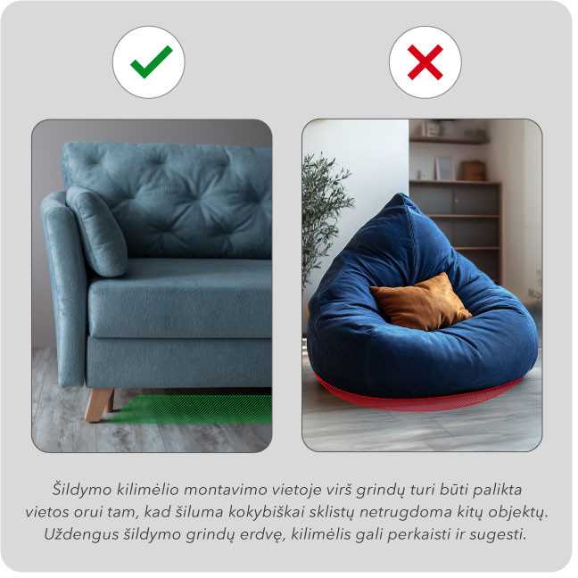 Grindinio šildymo tinklelis Warmset Juodas 9m2