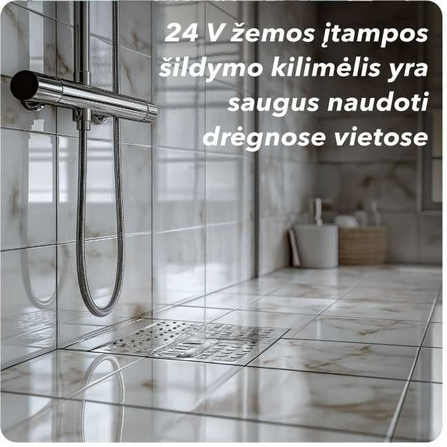Elektrinis šildomų grindų kilimėlis - tinklelis Warmset Juodas 150 W 24 V (150-1-24)