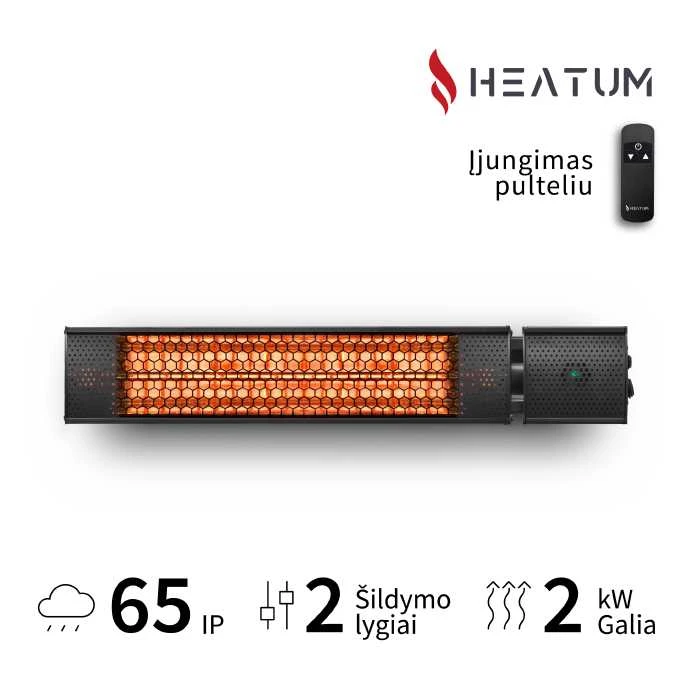 Infraraudonųjų spindulių šildytuvas Heatum H2000R URBAN Juodas