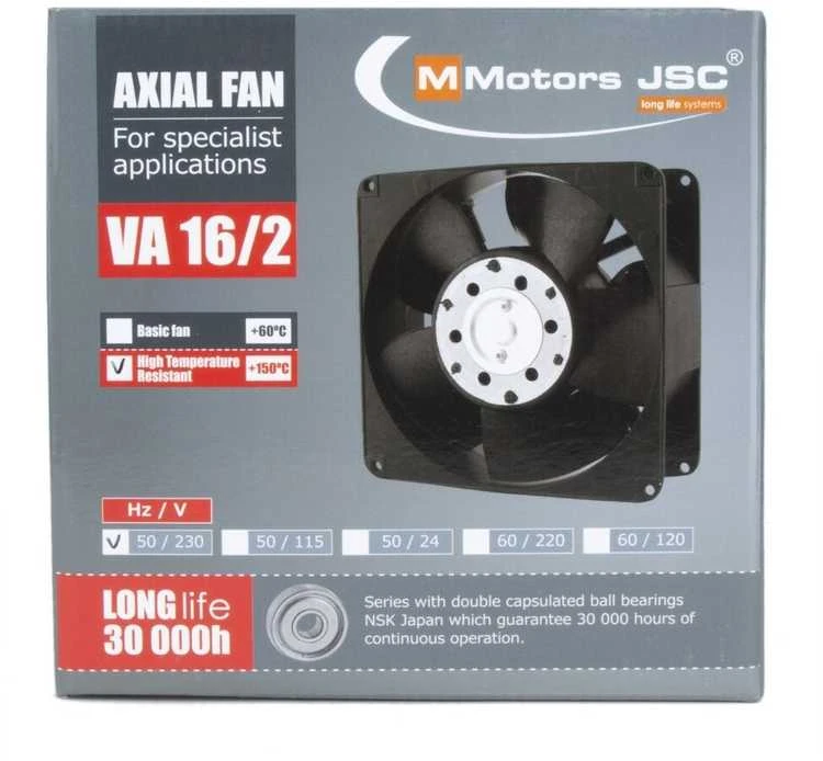 Mmotors Jsc Ašinis aukštatemperatūris atsparus karščiui ventiliatorius MMotors VA 16/2 HT (+150°C)