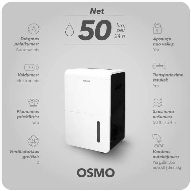 Oro sausintuvas Adolus OSMO 750W, 8l