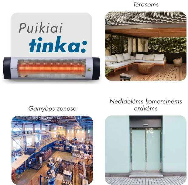 Pastatomas Infraraudonųjų spindulių šildytuvas Heatum H2000 OPTIM su trikoju stovu