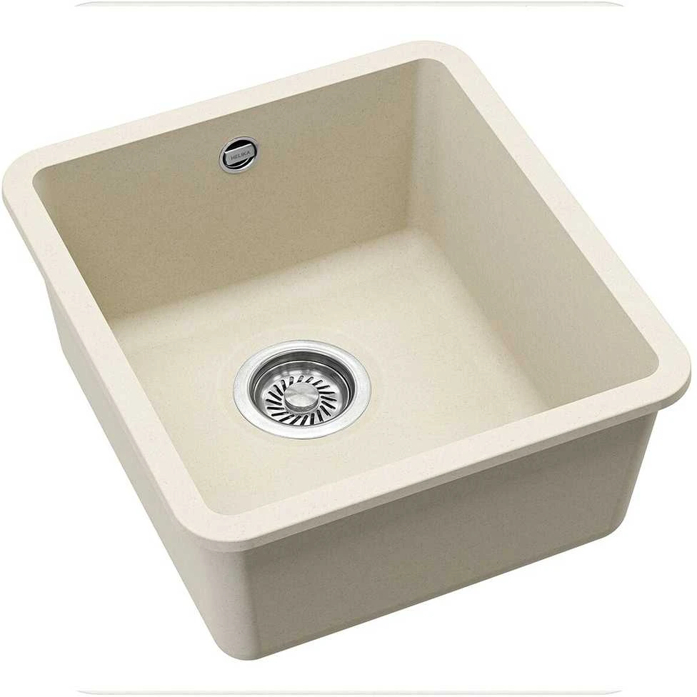 Compotexa Akmens masės plautuvė HELIKA Arca SQA101W, Silicsana spalva: Migdolinė | Blanched almond 113