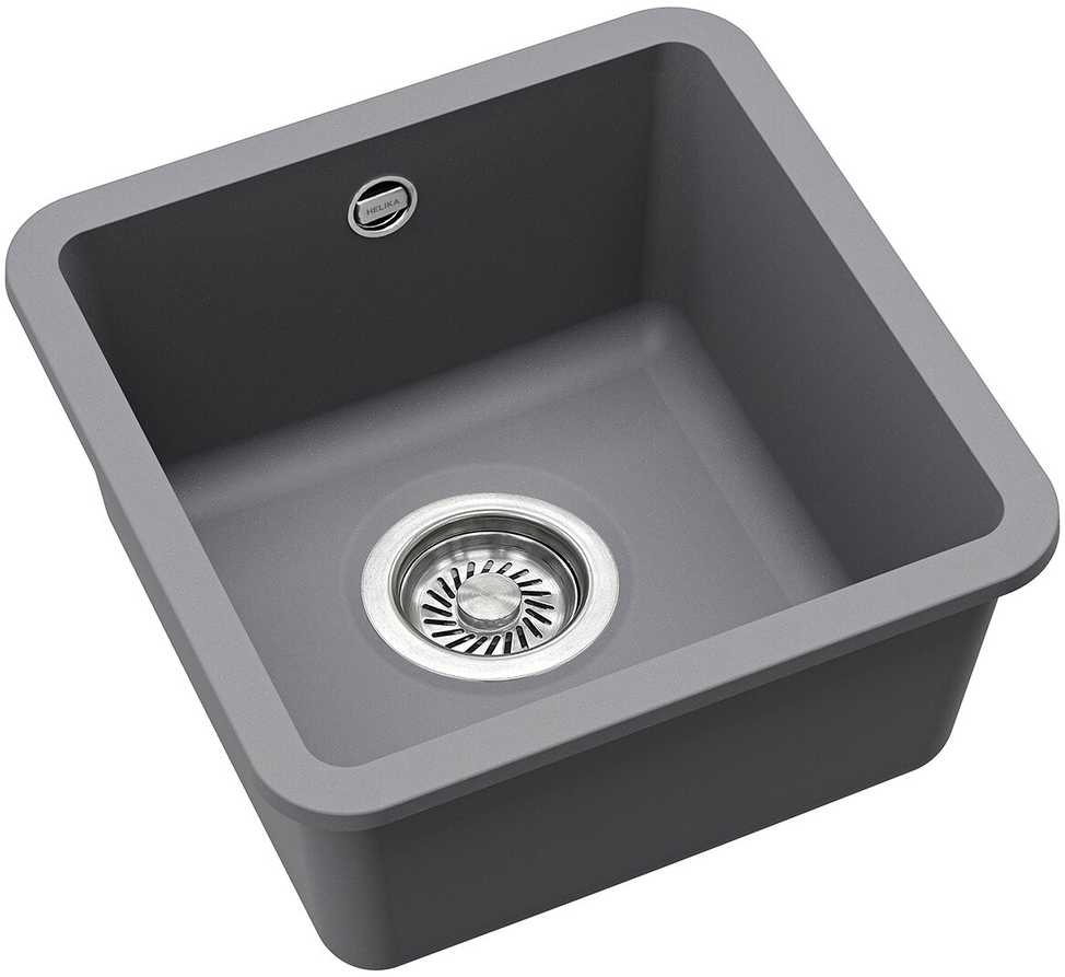 Compotexa Akmens masės plautuvė HELIKA Arca SQA100W, Silicsana spalva: Pilka| Aliumetallic 202