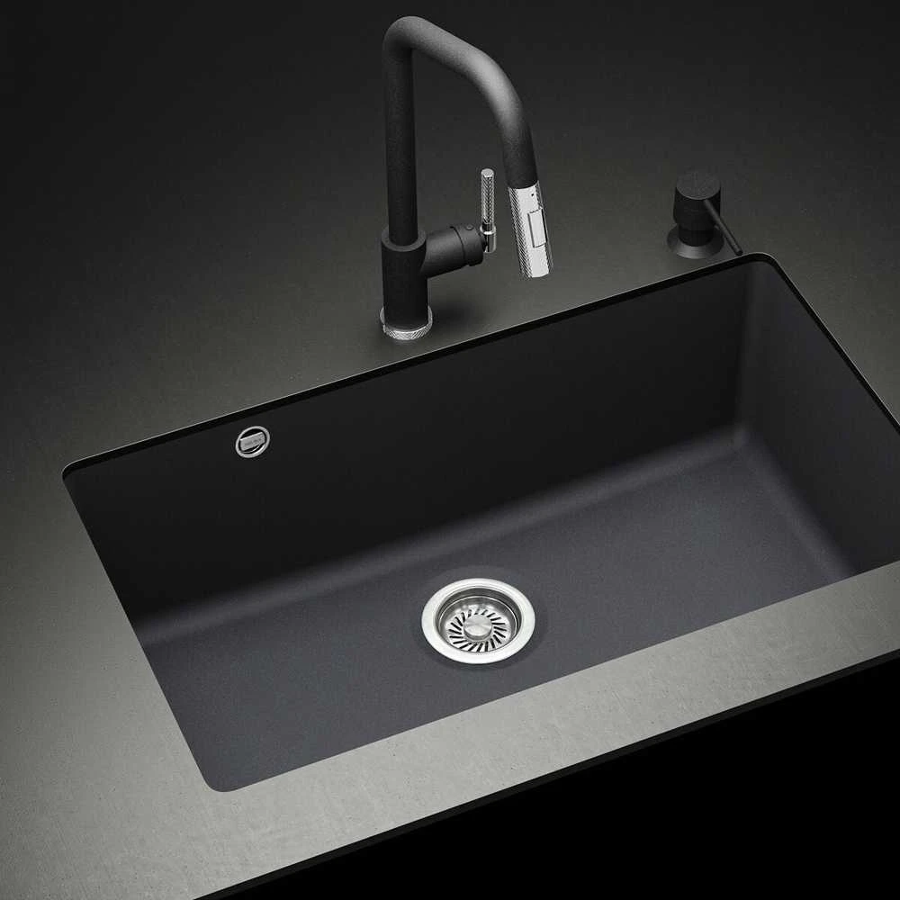 Compotexa Akmens masės plautuvė HELIKA Arca SQA104W, Silicsana spalva: Grafitas | Graphite 222