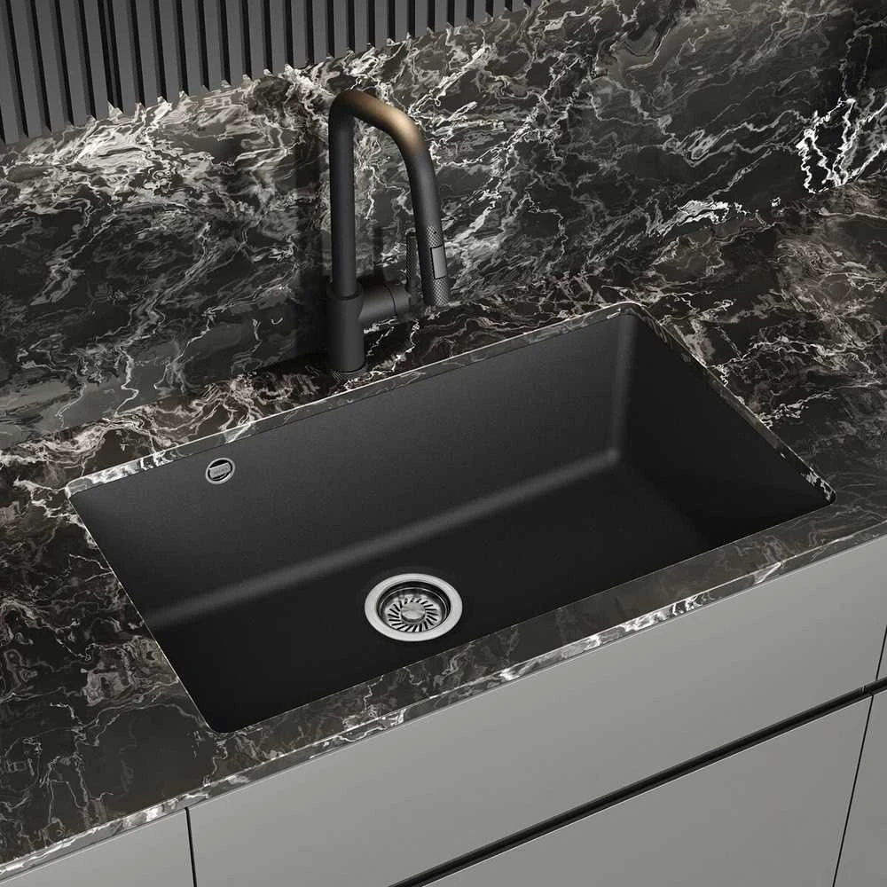 Compotexa Akmens masės plautuvė HELIKA Arca SQA104W, Silicsana spalva: Grafitas | Graphite 222