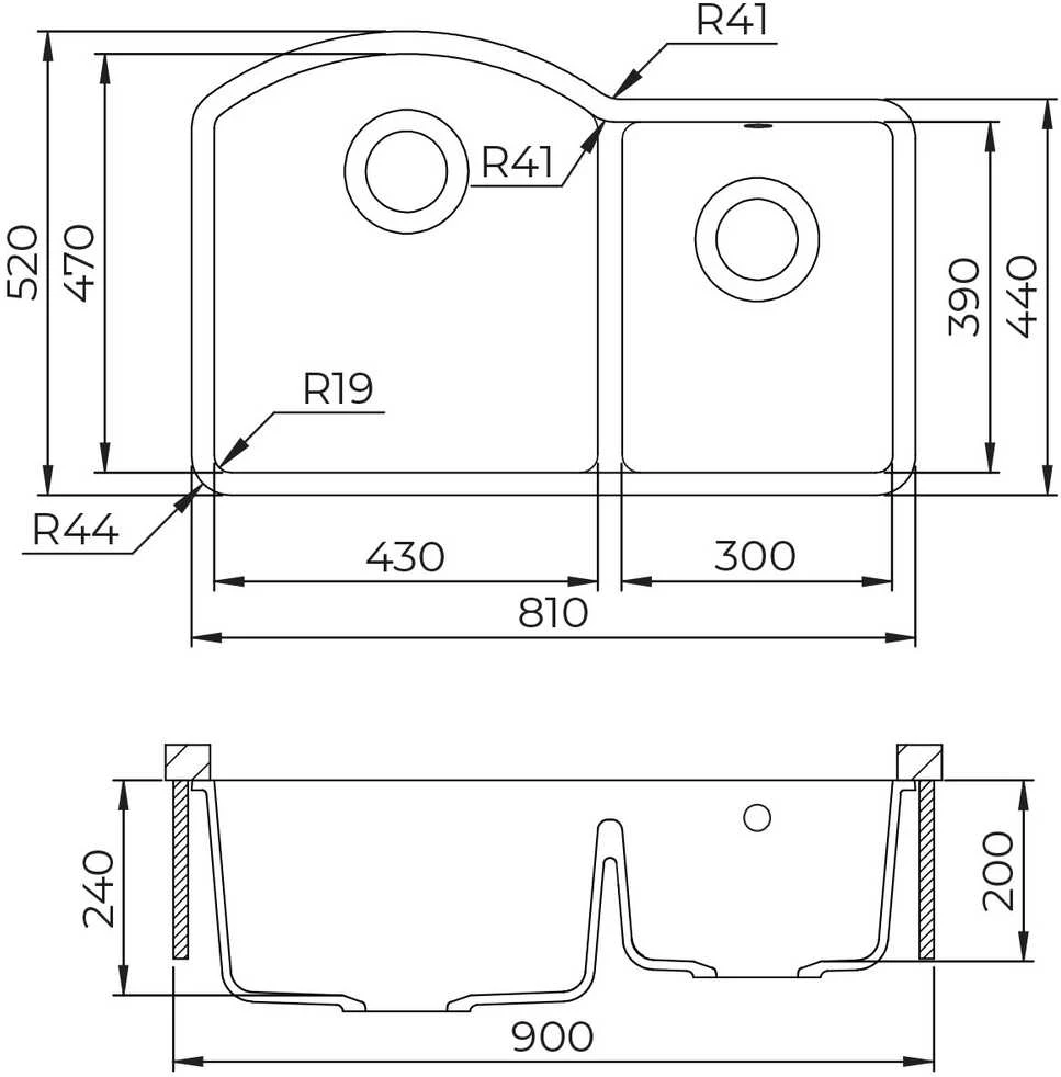 Compotexa Akmens masės plautuvė HELIKA Arca SQA220W, Silicsana spalva: Juoda | Juodas metallic 601