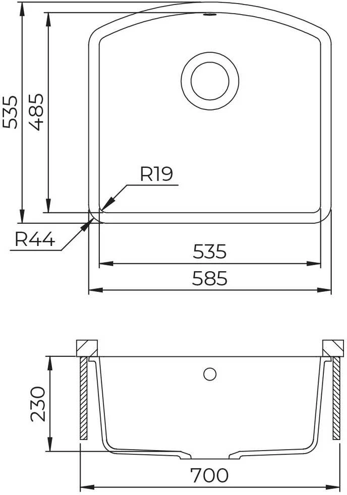 Compotexa Akmens masės plautuvė HELIKA Arca SQA103W, Silicsana spalva: Smėlio | rusvai gelsvas 110