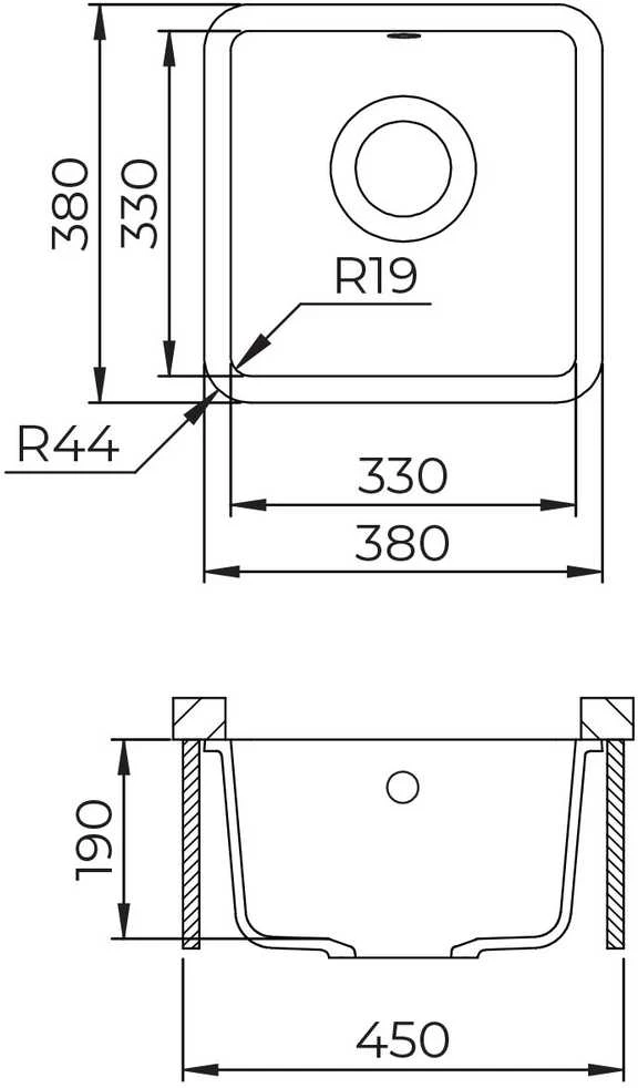 Compotexa Akmens masės plautuvė HELIKA Arca SQA100W, Silicsana spalva: Šiltas betonas | Argent 220