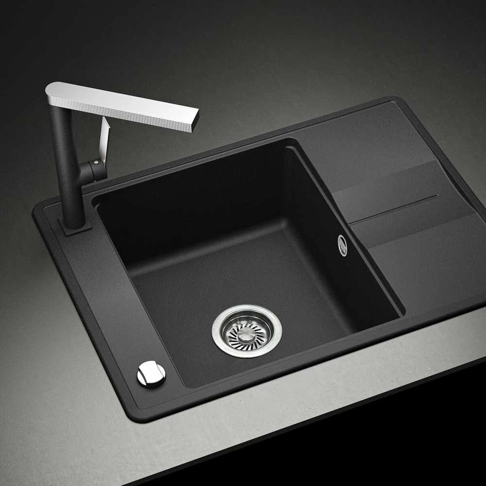 Compotexa Akmens masės plautuvė HELIKA Bella SQB102AW, Silicsana spalva: Pilka| Aliumetallic 202