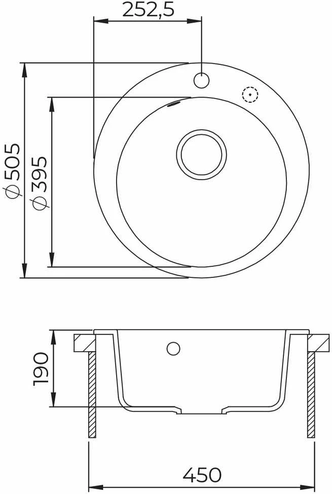 Compotexa Akmens masės plautuvė HELIKA Clarus SR100W, Silicsana spalva: Juoda | Juodas metallic 601