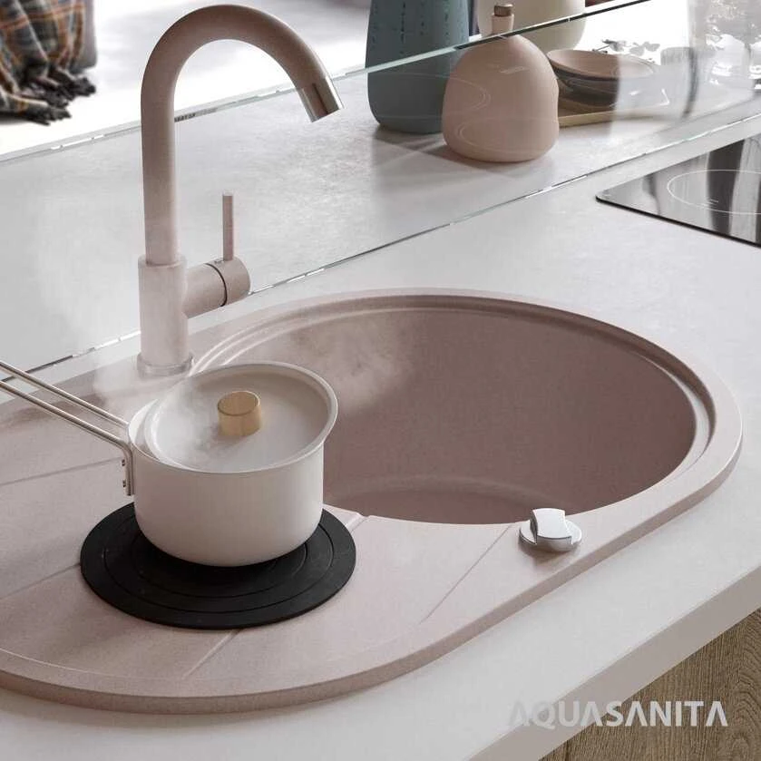 Plautuvė AQUASANITA CLARUS SR101AW 110 rusvai gelsvas -Sand, ekscentrinis ventilis