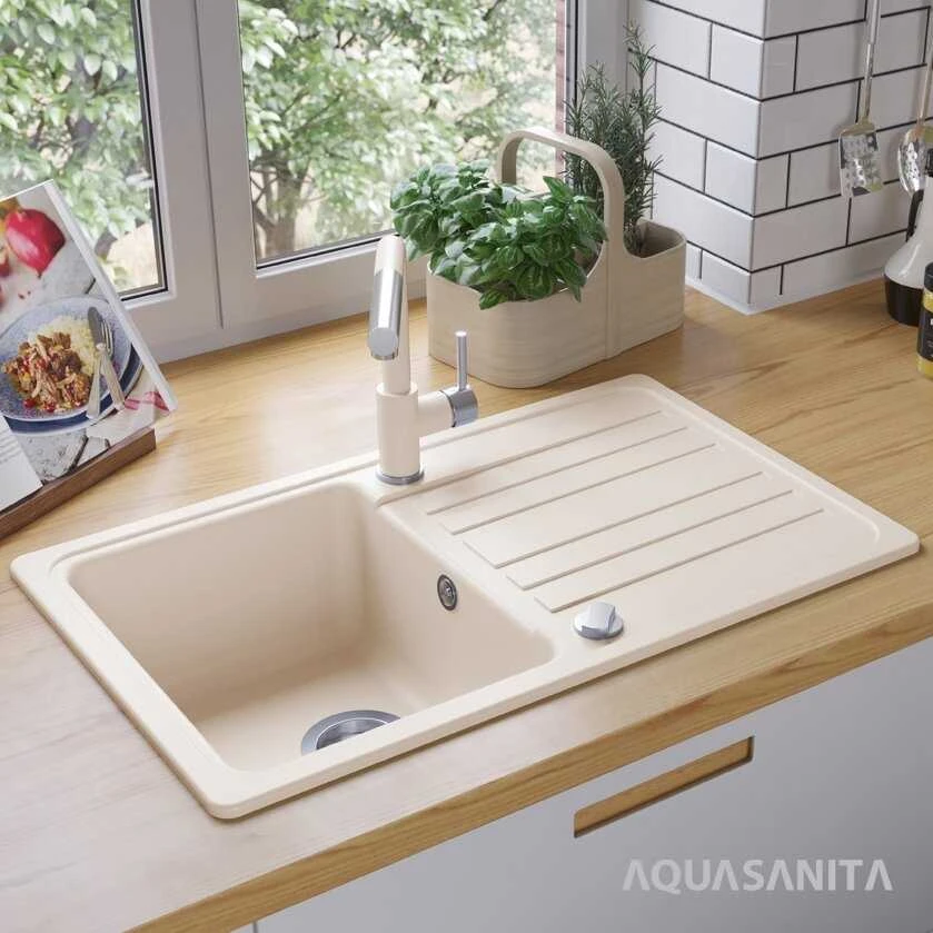 Compotexa Akmens masės plautuvė HELIKA Notus SQ101AW, Silicsana spalva: Tamsiai ruda | Cerrus 120