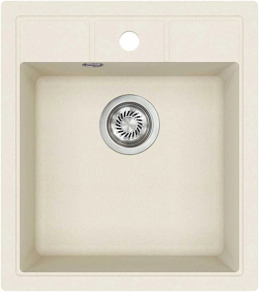 Compotexa Akmens masės plautuvė HELIKA Nova SQN100W, Silicsana spalva: Migdolinė | Blanched almond 113