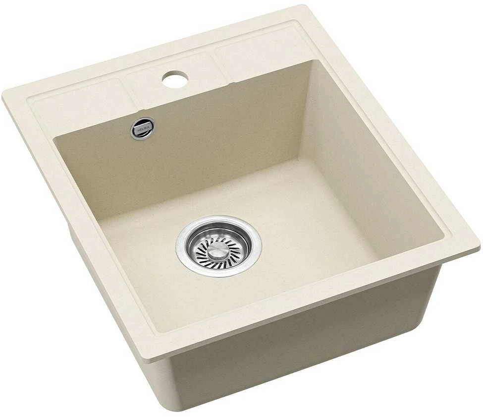 Compotexa Akmens masės plautuvė HELIKA Nova SQN100W, Silicsana spalva: Migdolinė | Blanched almond 113