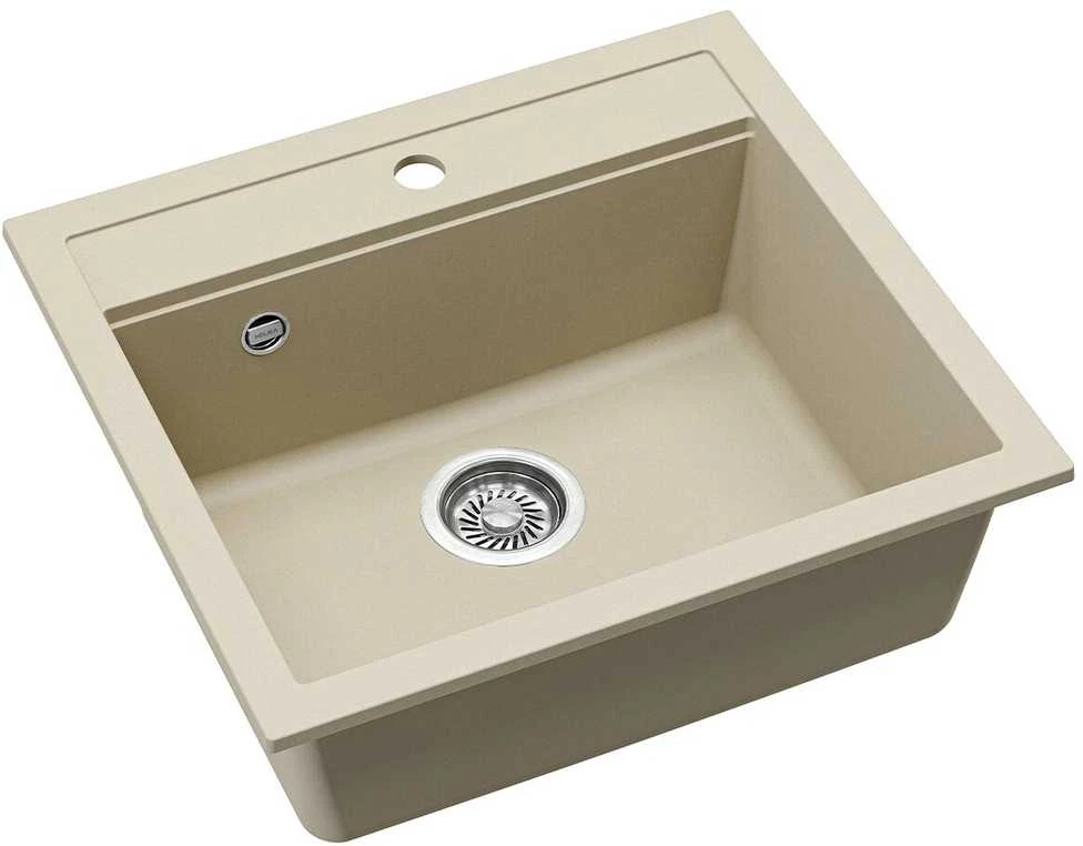 Compotexa Akmens masės plautuvė HELIKA Quadro SQQ100W, Silicsana spalva: Dramblio kaulo | Silica 111