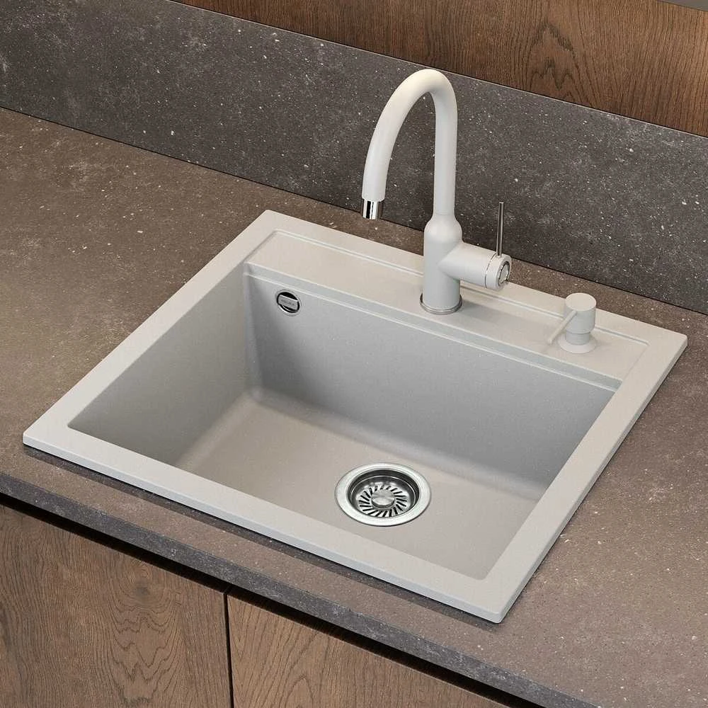 Compotexa Akmens masės plautuvė HELIKA Quadro SQQ100W, Silicsana spalva: Šviesiai ruda | Mocha warm 114